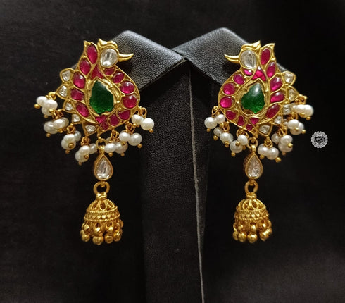 925 Kundan Peacock Jhumka